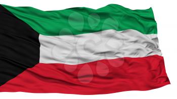 Isolated Kuwait Flag, Waving on White Background, High Resolution