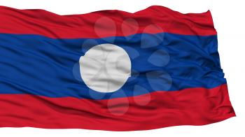 Isolated Laos Flag, Waving on White Background, 3D Rendering