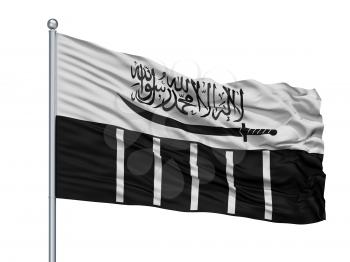 Lashkar E Taiba Flag On Flagpole, Isolated On White Background, 3D Rendering