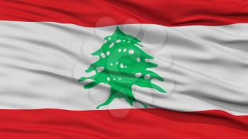 Closeup Lebanon Flag, Waving in the Wind, 3D Rendering