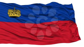 Isolated Liechtenstein Flag, Waving on White Background, High Resolution