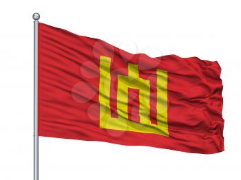 Lithuanian Army Flag On Flagpole, Isolated On White Background, 3D Rendering