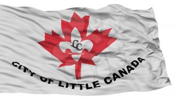 Isolated Little Canada City Flag, City of Minnesota State, Waving on White Background, High Resolution