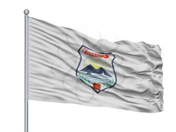 Krusevo Municipality City Flag On Flagpole, Country Macedonia, Isolated On White Background