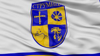 Strumica Municipality City Flag, Country Macedonia, Closeup View, 3D Rendering