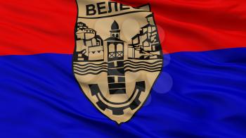 Veles Municipality City Flag, Country Macedonia, Closeup View, 3D Rendering