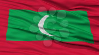 Closeup Maldives Flag, Waving in the Wind, High Resolution