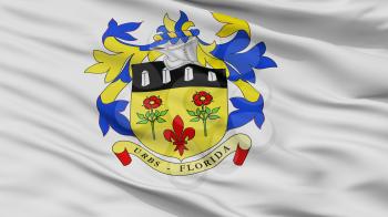 Quatre Bornes City Flag, Country Mauritius, Closeup View, 3D Rendering
