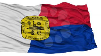 Isolated Memphis City Flag, City of Tennessee State, Waving on White Background, High Resolution