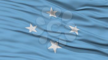 Closeup Micronesia Flag, Waving in the Wind, High Resolution