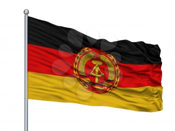 Nva East Germany Flag On Flagpole, Isolated On White Background, 3D Rendering