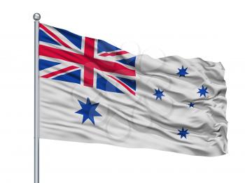 Australia Naval Ensign Flag On Flagpole, Isolated On White Background, 3D Rendering