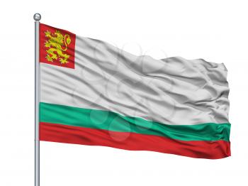 Bulgaria Naval Ensign Flag On Flagpole, Isolated On White Background, 3D Rendering