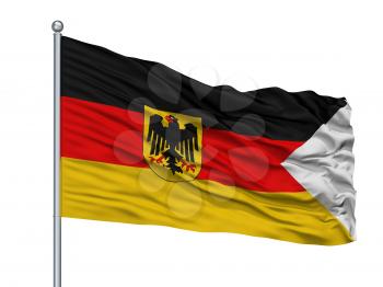 Germany Naval Ensign Flag On Flagpole, Isolated On White Background, 3D Rendering