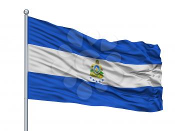 Honduras Naval Ensign Flag On Flagpole, Isolated On White Background, 3D Rendering