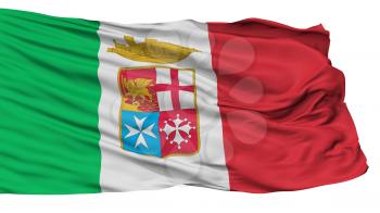 Italy Naval Ensign Flag, Isolated On White Background, 3D Rendering