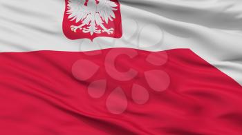 Poland Naval Ensign Flag, Closeup View, 3D Rendering