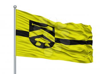 Beesel City Flag On Flagpole, Country Netherlands, Isolated On White Background