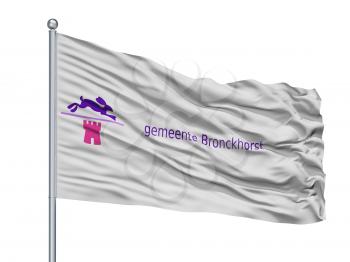 Bergen Limburg City Flag On Flagpole, Country Netherlands, Isolated On White Background