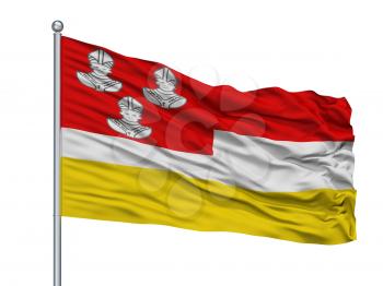 De Friese Meren City Flag On Flagpole, Country Netherlands, Isolated On White Background