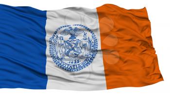 Isolated New York City Flag, City of New York State, Waving on White Background, High Resolution