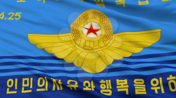 North Korean Peoples Army Air Force Flag, Closeup View, 3D Rendering