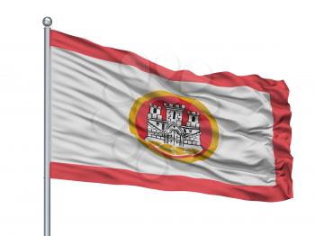 Ermelo City Flag On Flagpole, Country Netherlands, Isolated On White Background