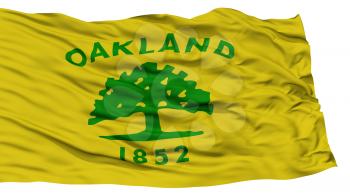 Isolated Oakland City Flag, City of California State, Waving on White Background, High Resolution