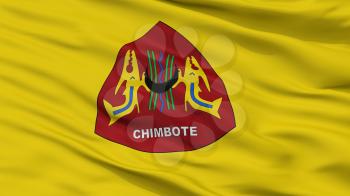 Chimbote City Flag, Country Peru, Closeup View, 3D Rendering