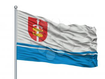 Bytom City Flag On Flagpole, Country Poland, Isolated On White Background