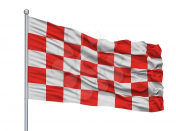 Chorzow City Flag On Flagpole, Country Poland, Isolated On White Background