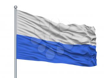 Inowroclaw City Flag On Flagpole, Country Poland, Isolated On White Background