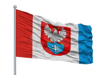 Jastrzebie Zdroj City Flag On Flagpole, Country Poland, Isolated On White Background