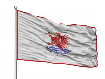 Pulawy City Flag On Flagpole, Country Poland, Isolated On White Background