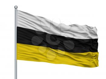 Stalowa Wola City Flag On Flagpole, Country Poland, Isolated On White Background
