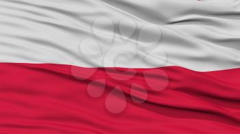 Closeup Poland Flag, Waving in the Wind, 3D Rendering