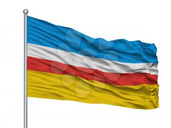 Walbrzych City Flag On Flagpole, Country Poland, Isolated On White Background