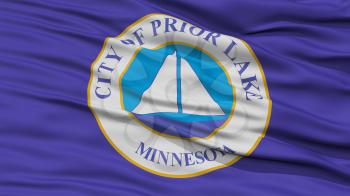 Closeup of Prior Lake City Flag, Waving in the Wind, Minnesota State, United States of America