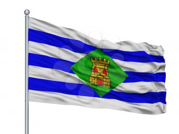 Salinas City Flag On Flagpole, Country Puerto Rico, Isolated On White Background
