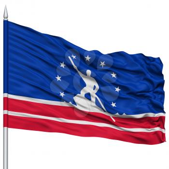 Richmond Flag on Flagpole, Capital of Virginia State, Flying in the Wind, Isolated on White Background