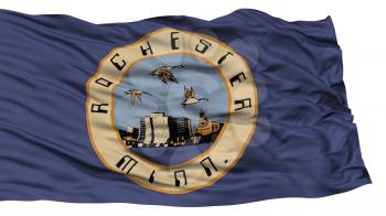Isolated Rochester City Flag, City of Minnesota State, Waving on White Background, High Resolution