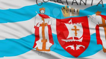 Constanta City Flag, Country Romania, Closeup View, 3D Rendering