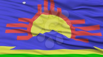 Closeup of Roswell City Flag, Waving in the Wind, New Mexico State, United States of America