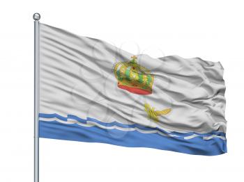 Miercurea Ciuc City Flag On Flagpole, Country Romania, Isolated On White Background