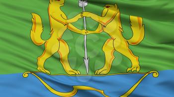 Eniseysk City Flag, Country Russia, Closeup View, 3D Rendering