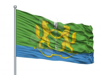 Buzuluk City Flag On Flagpole, Country Russia, Orenburg Oblast, Isolated On White Background