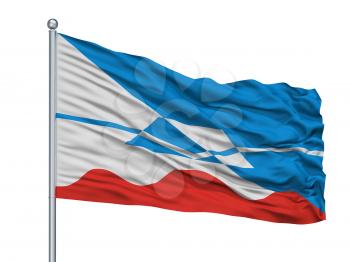 Khanty Mansiysk City Flag On Flagpole, Country Russia, Isolated On White Background