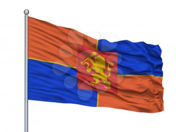 Kirov City Flag On Flagpole, Country Russia, Kirov Oblast, Isolated On White Background