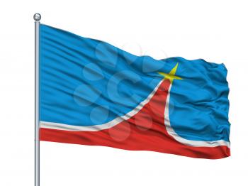 Krasnogorsk City Flag On Flagpole, Country Russia, Moscow Oblast, Isolated On White Background