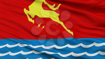Magadan City Flag, Country Russia, Russian Federation, Closeup View, 3D Rendering